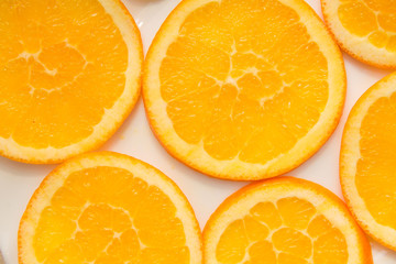 slices of oranges lit with the light
