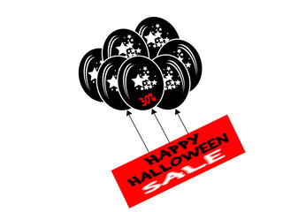 Obraz premium Happy halloween sale with black balloons