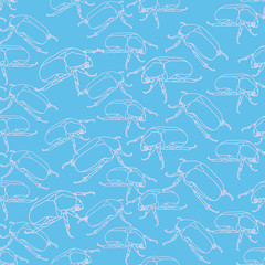 Seamless pattern with scarab beetles silhouettes.