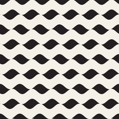 Vector Seamless Black and White Wavy Lines Pattern. Abstract Geometric Background