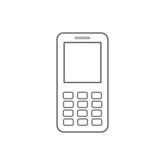 Mobile phone with buttons. Outline. Vector icon.