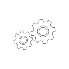 Two cogwheels outline icon. Vector.