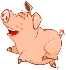  Illustration of a Cute Pig. Cartoon Character 