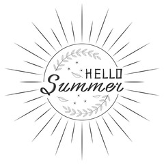 Fototapeta na wymiar Banner lettering Hello Summer. Hand lettering inspirational typography poster.
