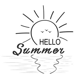 Banner lettering Hello Summer. Hand lettering inspirational typography poster.