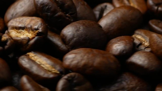 Roasted coffee bean close up