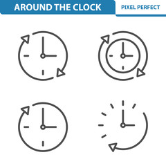 Around The c\Clock Icons. Professional, pixel perfect icons depicting various clock concepts. EPS 8 format.