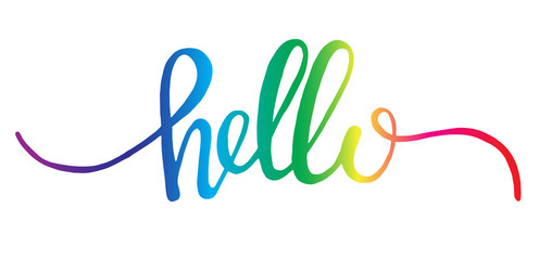 Rainbow letters hello isolated vector illustration