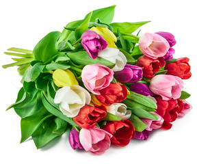 Spring tulips flowers bouquet, romantic greeting gift