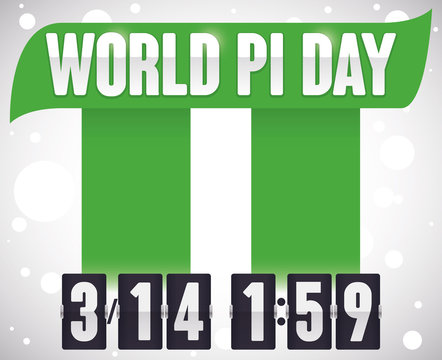 Pillars Forming Pi Symbol and Flip Clock for Pi Day, Vector Illustration
