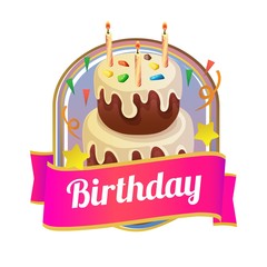 badge of delicious birthday tower tart