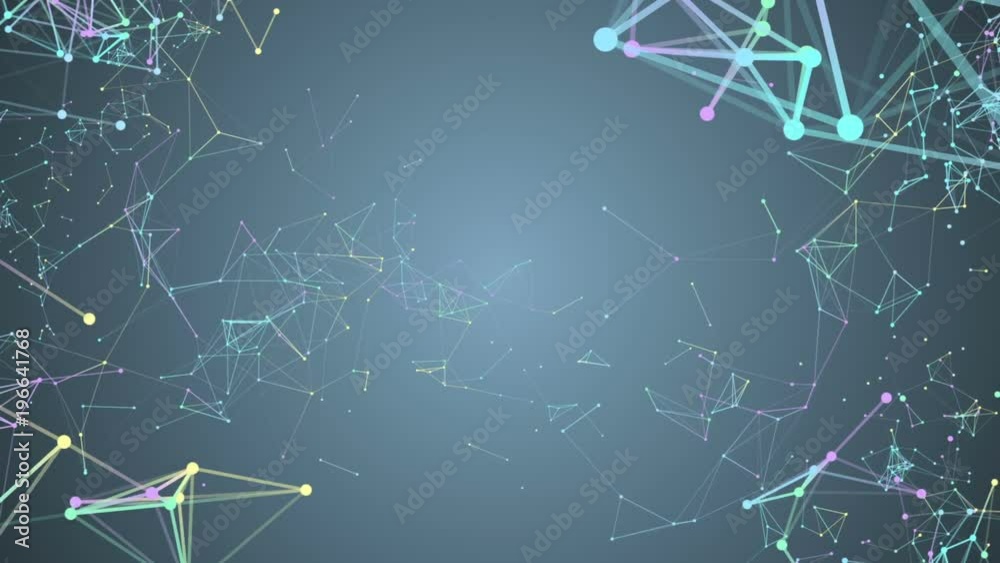 Poster constellation of particles. processes of system transformation. molecular structures of different co