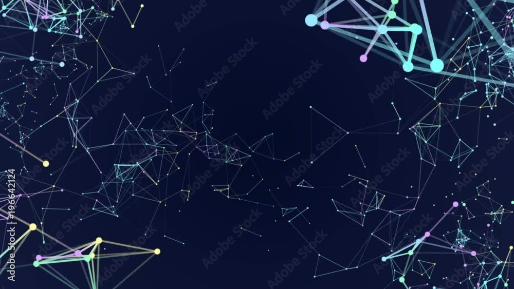 Poster constellation of particles. processes of system transformation. molecular structures of different co