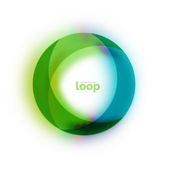Loop circle business icon, created with glass transparent color shapes
