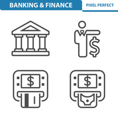Banking and Finance Icons. Professional, pixel perfect icons depicting various banking, finance and money concepts. EPS 8 format.