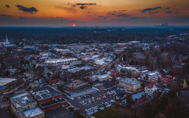 Aerial Sunset in Haddonfield New Jersey