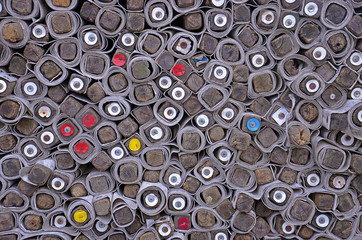 Irregular pattern created by stacking the covers of market stalls