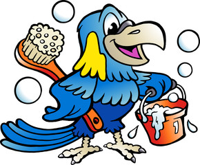 Cartoon Vector illustration of an Happy Parrot Cleaner