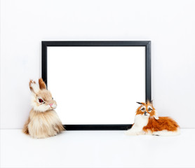 8x10 thin black frame mock up with children's toys