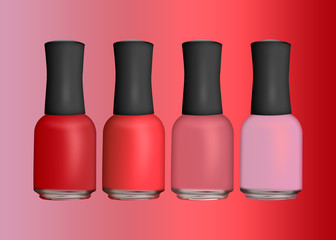 Isolated set of colored nail Polish on a background. nail varnish