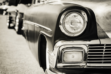 Classic car headlights close-up