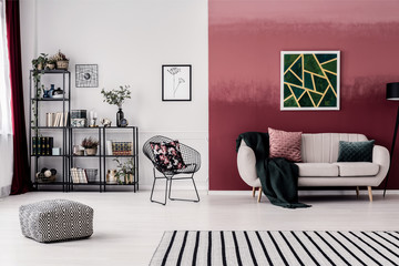 Room with burgundy wall