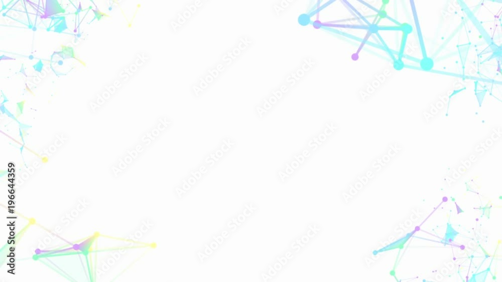 Poster empty space in the center of the screen. triangles, lines and points. constellation of particles. pr