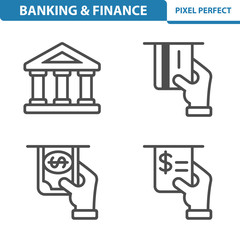 Banking and Finance Icons. Professional, pixel perfect icons depicting various banking, finance and money concepts. EPS 8 format.