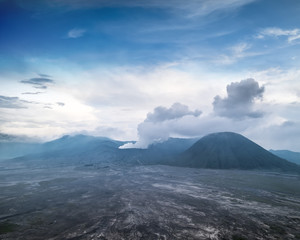 Bromo erupting volcano. East Java, Indonesia