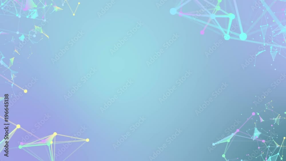 Poster empty space in the center of the screen. triangles, lines and points. constellation of particles. pr
