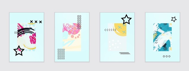 Fototapeta na wymiar Set of artistic abstract universal card templates