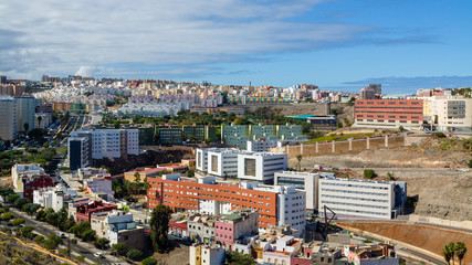 View from above on Las Palmas, the capital city of Gran Canaria Island.