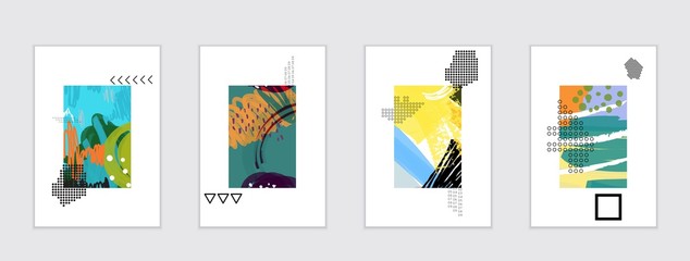 Set of artistic abstract universal card templates