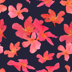 Seamless pattern with isolated tropical red flowers Beautiful bl