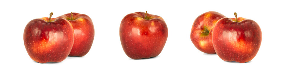 Variety of ripe red apples Malus domestica 'Jonagold' isolate white background. Procurement under inscription and illustration