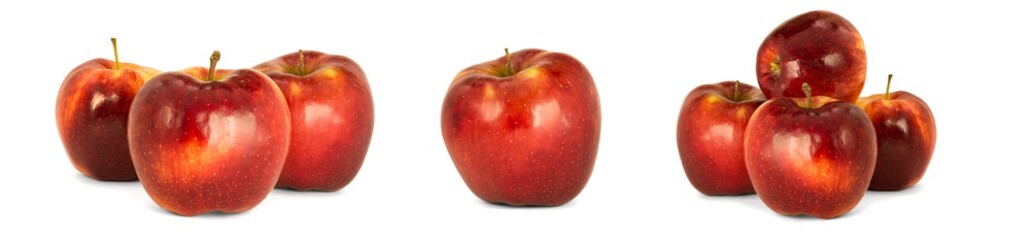 Variety of ripe red apples Malus domestica 'Jonagold' isolate white background. Procurement under...