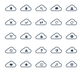 cloud computing sign set, upload icons for network