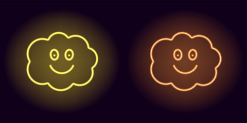 Yellow and orange neon cloud with smile