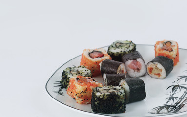 sushi rolls - Japanese food. isolated on white