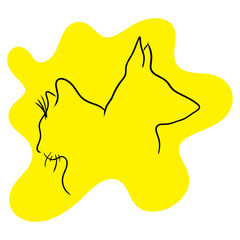 Dog and cat head minimalist vector illustration sketch hand drawn with black lines isolated on white background