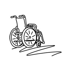 wheelchair with copyspace vector illustration sketch hand drawn with black lines isolated on white background