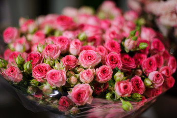 Beautiful bouquet of flowers consisting of little pink roses