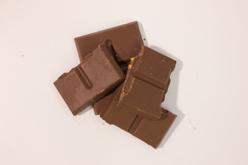 chocolate bar sweet isolated on white background top view.