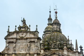 Fototapeta na wymiar Old church domes in Santiago de Compostela, Spain.