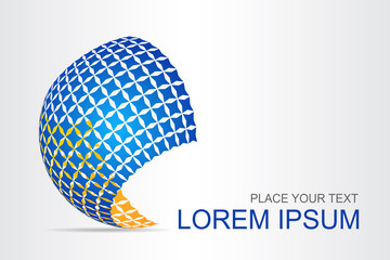 Logo stylized spherical surface with abstract shapes