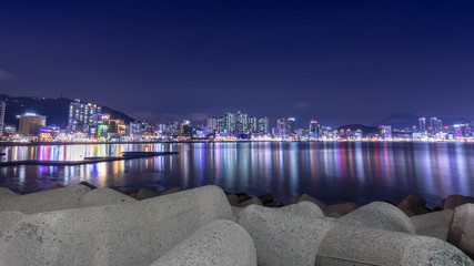 Night view of Gwangan Beach in Busan city