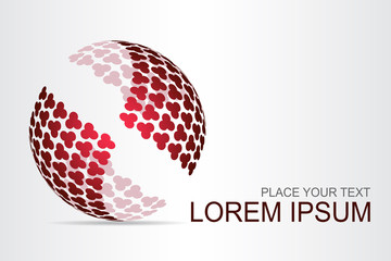 Logo stylized spherical surface with abstract shapes