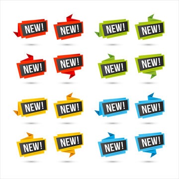 New vector icons - Origami paper labels