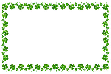 Beautiful St. Patrick's Day Postcard / Wishes Card with Shamrock or 4-Leaf Clover Frame, Isolated...