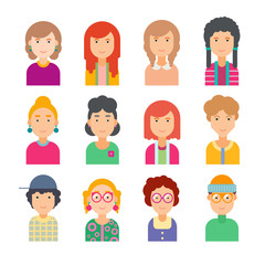 Set of faces in flat design